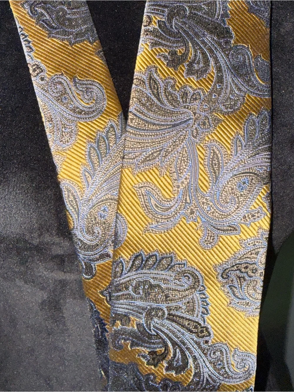 Jos. A. Bank Signature Collection Silk Paisley Tie Gold/Gray Pointed Tie